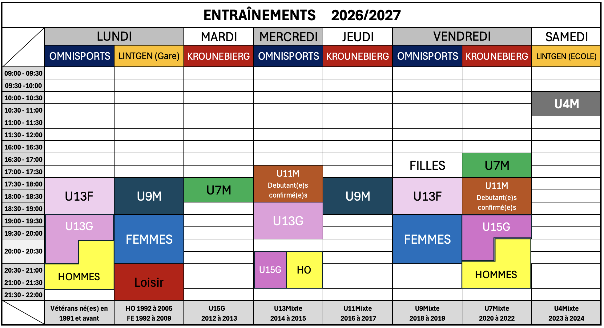 Trainingsplan 2026-2027