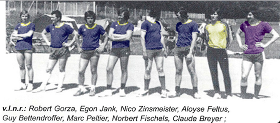Erste Senioren-Mannschaft des HB Mersch75 im Jahr 1975